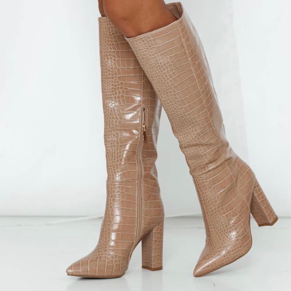 BILLINI MILLA NUDE CROC BOOTS *worn once*